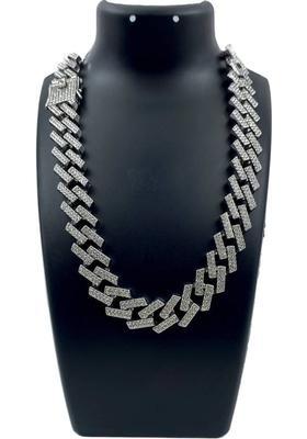 Hip Hop Cuban Mc Stan Chain Diamonds Plated Men Ice Chain Silver Plated Silver, Rudraksha, Alloy Chain
