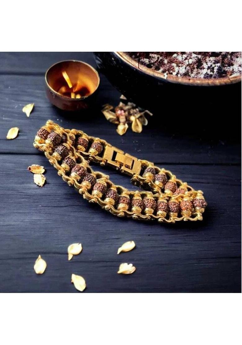 Brass, Rudraksha Gold-plated Bracelet - Indya