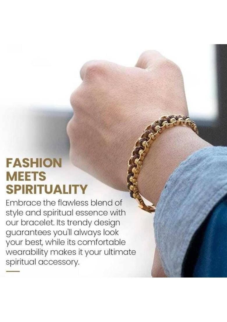 Brass, Rudraksha Gold-plated Bracelet - Indya