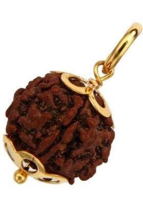Kuttumb Gems & Jewels 100% Original Six Face Rudraksha (6 Mukhi Rudraksh) Lab Certified For Unisex Gold-plated Wood Pendant