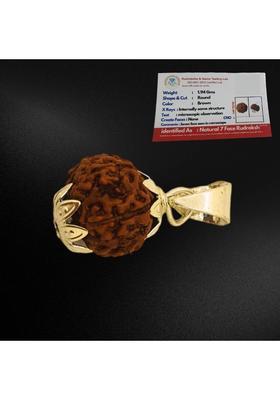 A1 yashvriddhi 7 Mukhi Rudraksha Seven Face Rudraksha Nepali Rudraksha Code:1 Gold-plated Wood Pendant Set