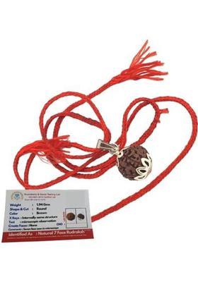 HAPPY CREATION Satmukhi 7 Mukhi Rudraksha Original Original 7 Face Saat Mukhee Rudraksha Silver Wood Locket Set