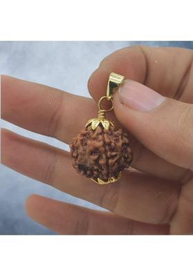 Rudra gems Jewellery 5 Mukhi Rudraksha Original Certified IGL || Original Seller Nepali Rudraksha Gold-plated Beads Brass, Wood Pendant
