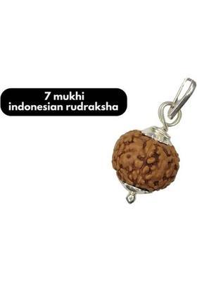 Fine Creation 7 Mukhi Rudraksha indonesian Lab Certified, 100%Original Rudraksha Silver Brass Pendant