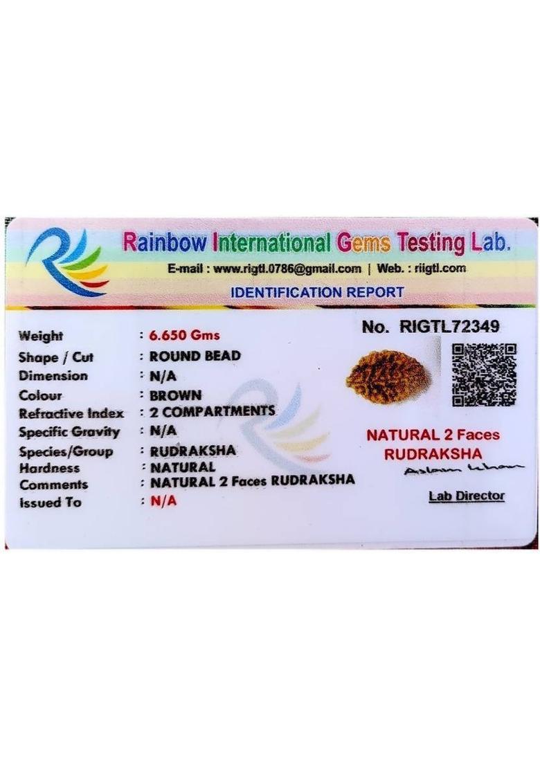 PRIYANSHU NAVRATN Lab Certified Natural 2 Mukhi Rudraksha Locket 2 Face Rudraksha Pendant Beads Silver Beads Wood Pendant - Indya