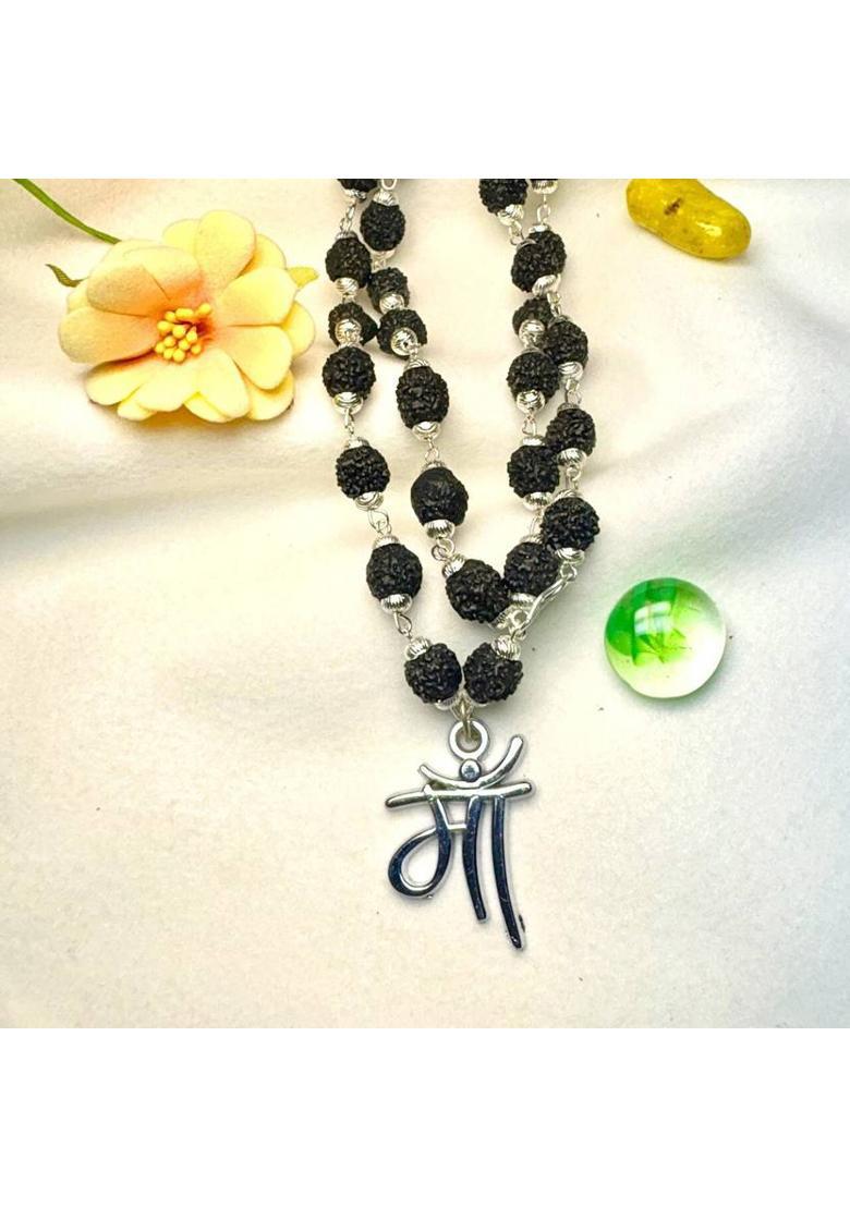 Mahakal Rudraksha Mala Silver Plated Silver, Rudraksha Chain - Indya