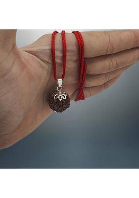 HAPPY CREATION 5 Mukhi Rudraksha, five Face Radraksha, 5 Face Radraksha, Original Rudraksha Silver Beads Brass, Wood Locket Set