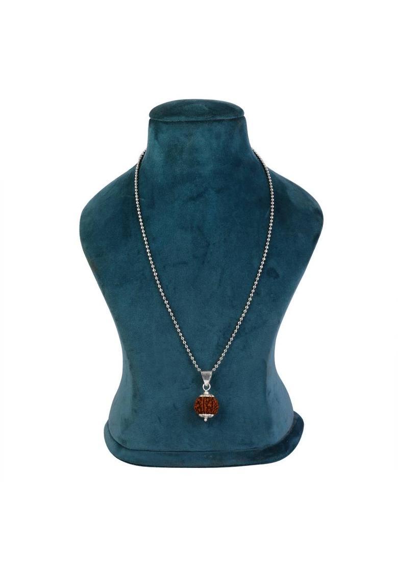 Astrodidi 5 Mukhi Rudraksha Nepali Natural Five Face Rudraksh With Chain Wood Pendant - Indya