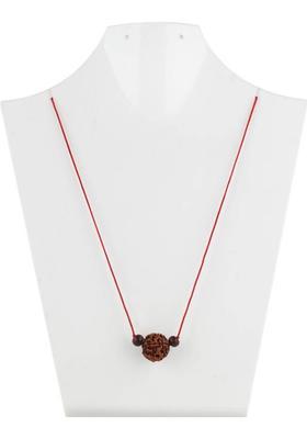 Astrodidi 6 Mukhi Rudraksha / Six Face Rudraksha With Red Chandan Beads Wood Pendant