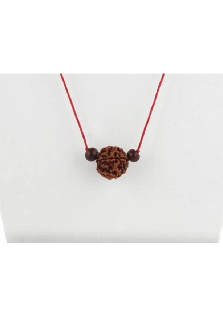 Astrodidi 6 Mukhi Rudraksha / Six Face Rudraksha With Red Chandan Beads Wood Pendant - Indya