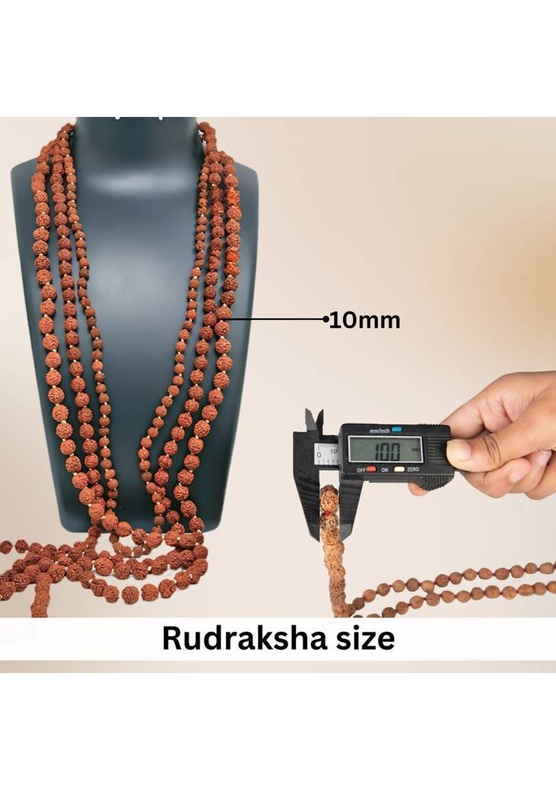 Original 5 face Rudraksh Mala- Rudraksha Seeds Rosary Japa Mala Necklace (10 mm) Wood, Rudraksha Necklace - Indya