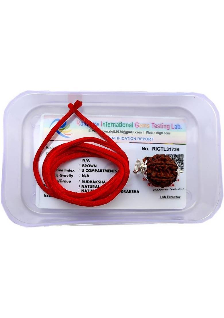 PRIYANSHU NAVRATN 5 Face Certified 5 Mukhi Rudraksha Pendant Original Silver Plated Locket Silver Beads Metal Pendant - Indya