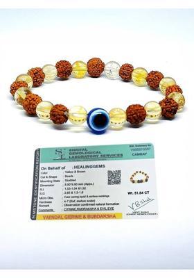 Crystal, Rudraksha, Citrine, Evil Eye Agate Bracelet