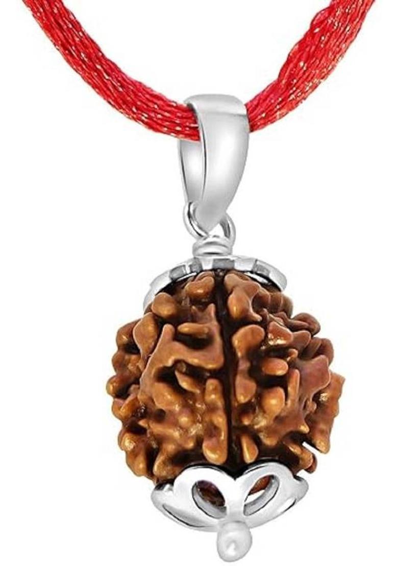 JagatguruShop Original 4 Mukhi Nepali Rudraksha Four Face Rudraksh Wood Pendant - Indya