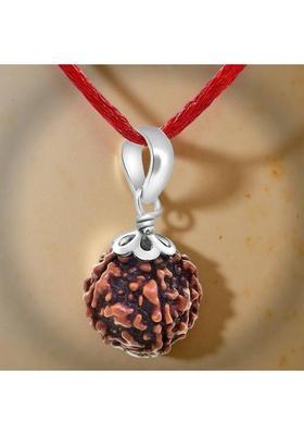 A & S VENTURES Original 5 Mukhi Rudraksha |Natural with Lab Certified Wood Locket Wood Pendant Set