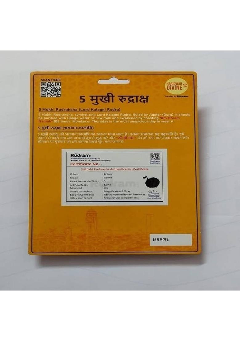 A & S VENTURES Original 5 Mukhi Rudraksha |Natural with Lab Certified Wood Locket Wood Pendant Set - Indya