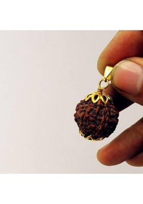 Rudra gems Jewellery Original 5 Mukhi Nepali Rudraksha five Face Rudraksh Gold-plated Beads Brass, Wood Locket