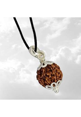 Fine Creation 5 Mukhi Nepali Rudraksha Five Face Rudraksh With Original Quality Certificate Silver Wood Pendant