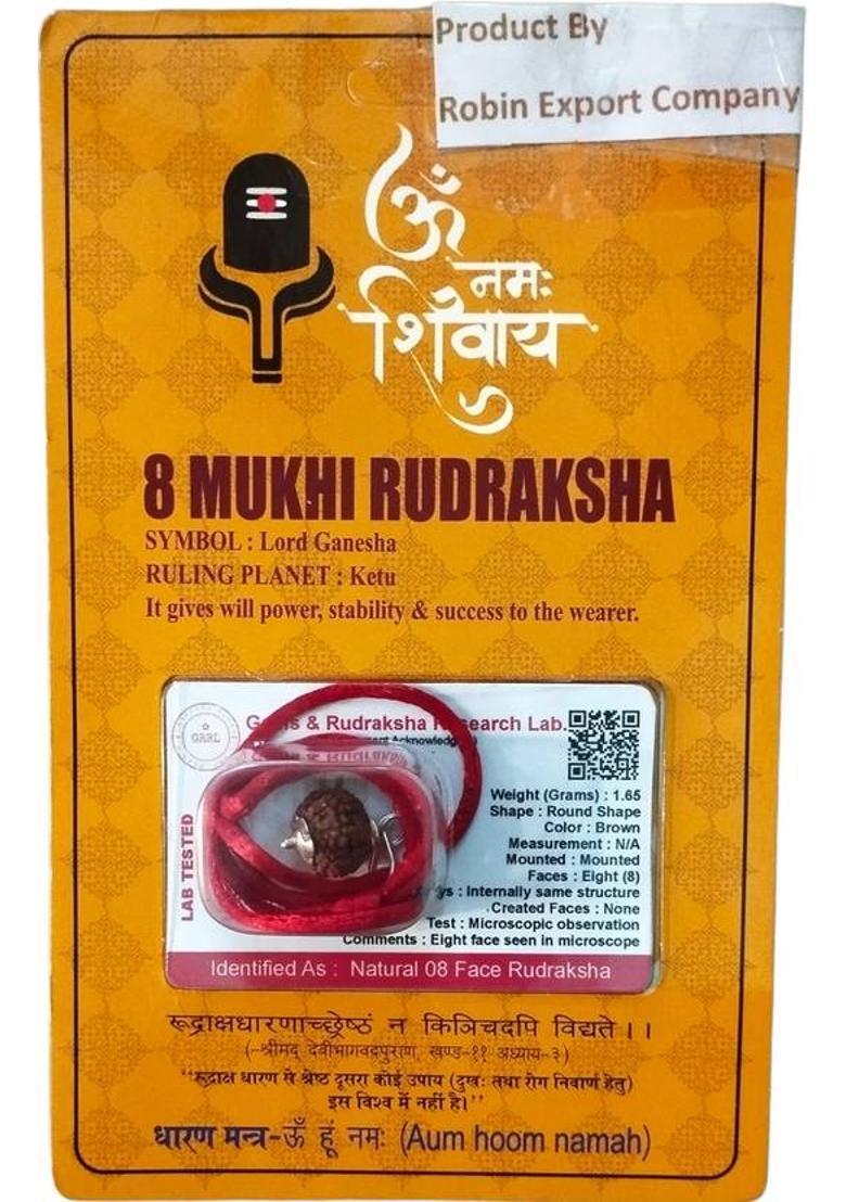 Robin Export Company 8 Mukhi Rudraksha Eight Faced Nepali Rudraksha With Certificate Lab Test Sterling Silver Beads Wood - Indya