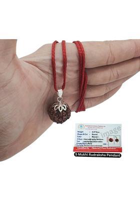 Kuttumb Gems & Jewels 5 Mukhi Rudraksha Original five Mukhi Rudraksha Silver Beads Brass, Wood Locket Set