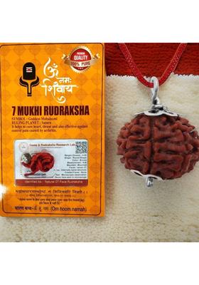 A & S VENTURES 7 Mukhi Rudraksha Necklace Rudraksha for Wealth & Health Wood Locket Set