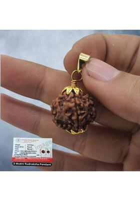 leahyallen 5 Mukhi Rudraksha Original Certified | Original Seller Nepali Rudraksha | Gold-plated Beads Brass, Wood Locket