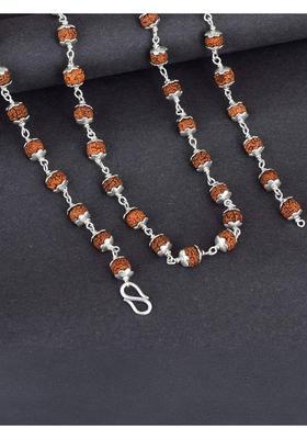 Shivji Bhole Nath Yogi Himalayan Rudraksha Mahakal Necklace Mala Silver Plated Brass, Copper Chain