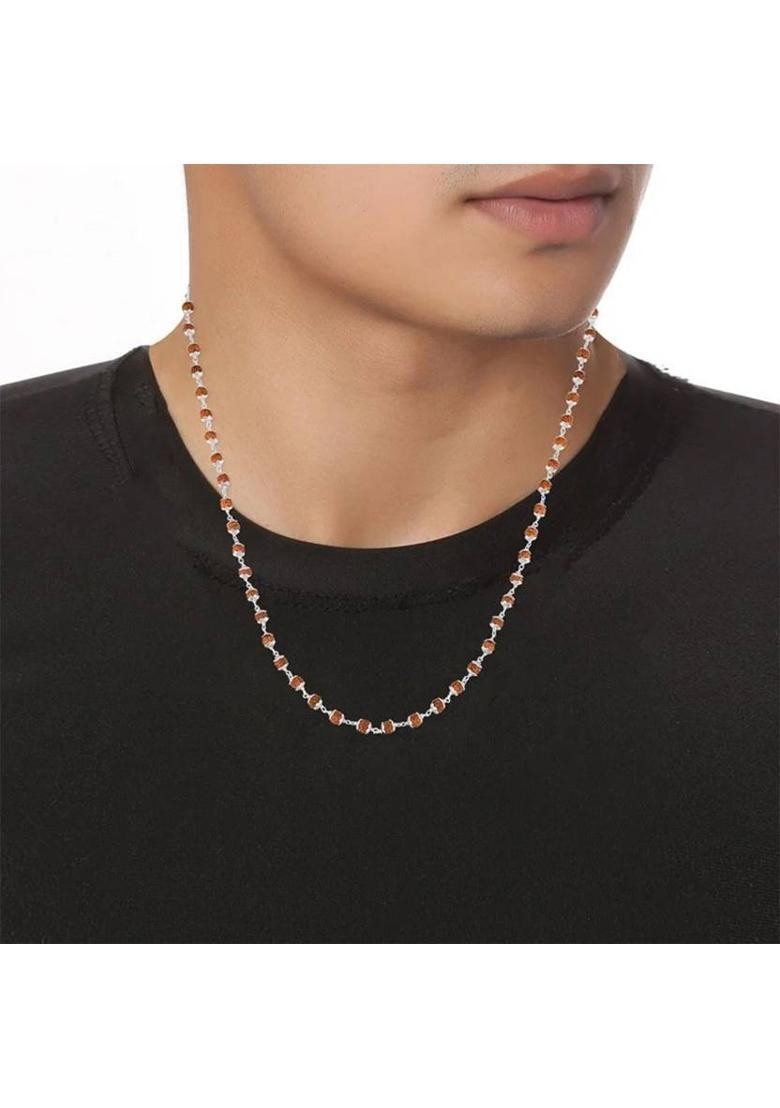 Shivji Bhole Nath Yogi Himalayan Rudraksha Mahakal Necklace Mala Silver Plated Brass, Copper Chain - Indya