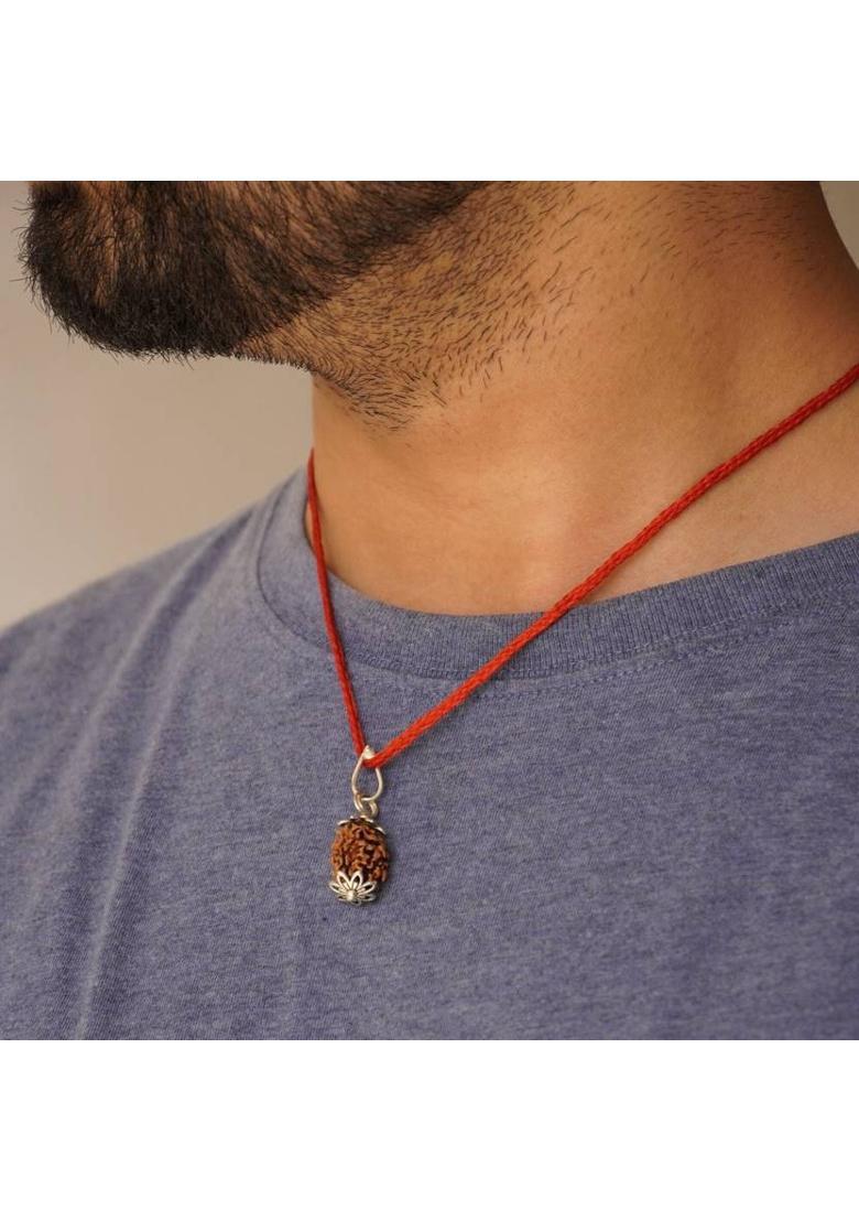 3 Mukhi Nepali Rudraksha - Teen Mukhi Fabric Necklace - Indya