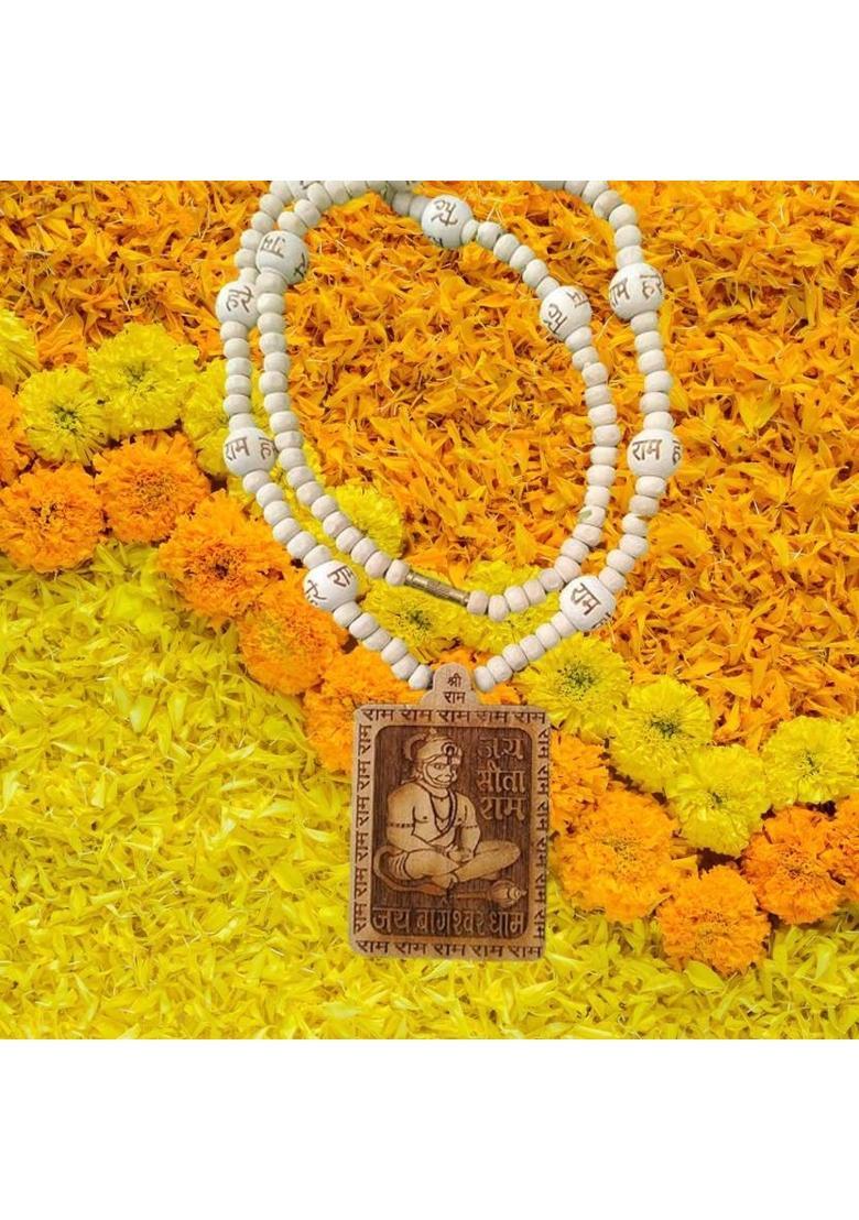Divine rudras 5 Mukhi Rudraksha With Lab Certified, Wood Pendant - Indya