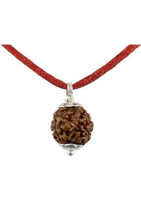lisa vorce Natural Nepali 3 Mukhi Rudraksha Three Faced Rudraksha Metal Capping Brass, Wood Pendant