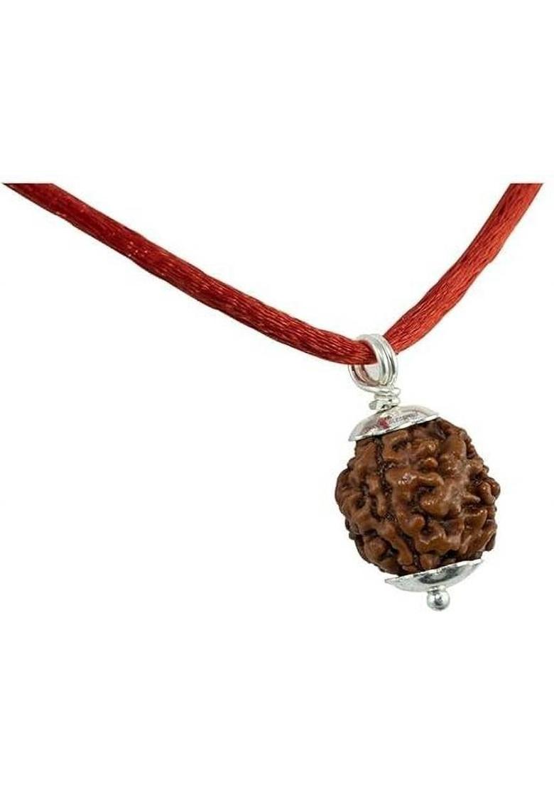 lisa vorce Natural Nepali 3 Mukhi Rudraksha Three Faced Rudraksha Metal Capping Brass, Wood Pendant - Indya
