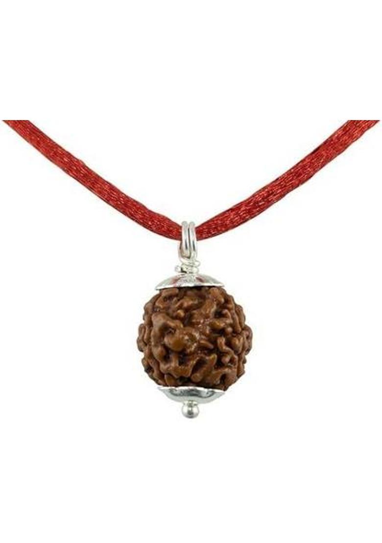 lisa vorce Natural Nepali 3 Mukhi Rudraksha Three Faced Rudraksha Metal Capping Brass, Wood Pendant - Indya