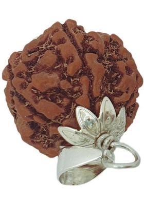 Dayalu Store 5 Mukhi Rudraksha Original Certified | Original Seller Nepali Rudraksha | Silver Beads Brass, Wood Pendant Set