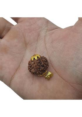 JangraBro 5 Mukhi Rudraksha With Lab Certified, Gold-plated Beads Brass, Wood Locket