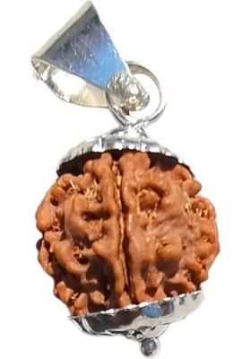 BRAJSTORE 100 % Lab Certified 5 Mukhi Rudraksha, Medium Nepali Rudrakash(Approx. 15mm) Silver Wood Locket