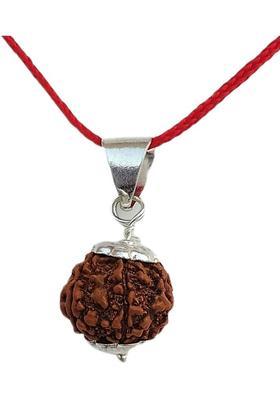 jupiter speaks 5 Mukhi Rudraksha Pendant Nepal With Lab Certificate, 100% Original Five / Face Ruthratcham Bead Size 17-20 mm German Silver Color Brown for Men & Women Wood Pendant