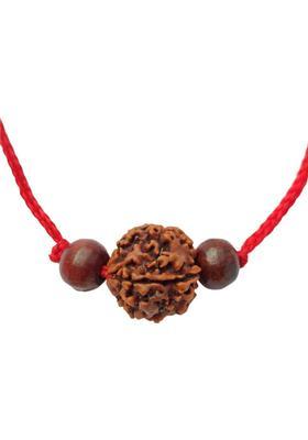 jupiter speaks 4 Mukhi Rudraksha Locket With Red Sandalwood Beads, 100% Natural Size 16-17mm Wood Pendant