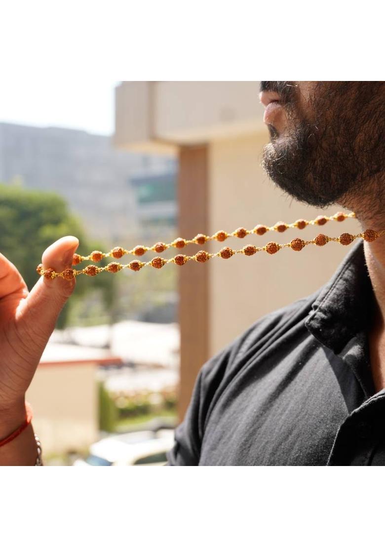 Gold Plated Rudraksha Mala Gold-plated Plated Brass Necklace - Indya