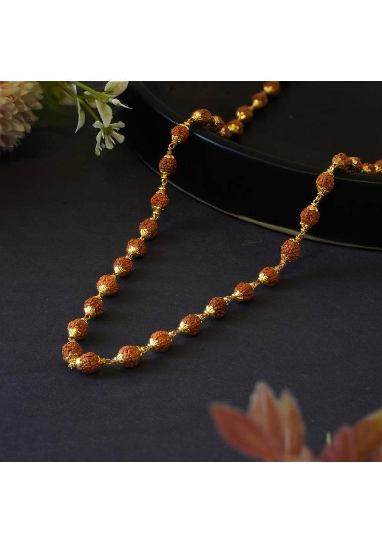 Gold Plated Rudraksha Mala Gold-plated Plated Brass Necklace - Indya