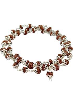 5 Mukhi Rudraksha Mala German Silver Capped 54+1 Beads - Lab Certified / Rudraksha Necklace