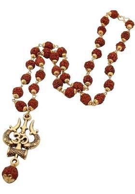 Mahakal Locket with Rudraksha Mala, Trishul Damru Pendant, Spiritual Shiva mala Rhodium Plated Rudraksha Chain