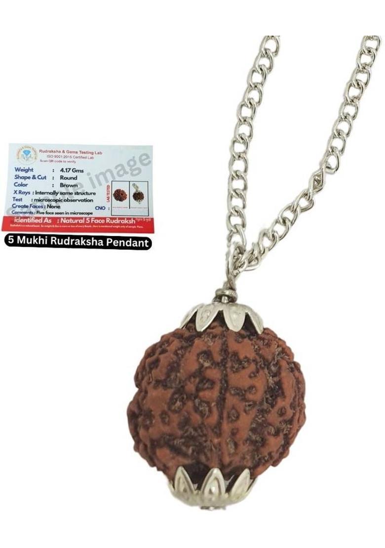 JangraBro 5 Mukhi Rudraksha Original Certified | Original Seller Nepali Rudraksha | Silver Beads Brass, Wood Locket - Indya