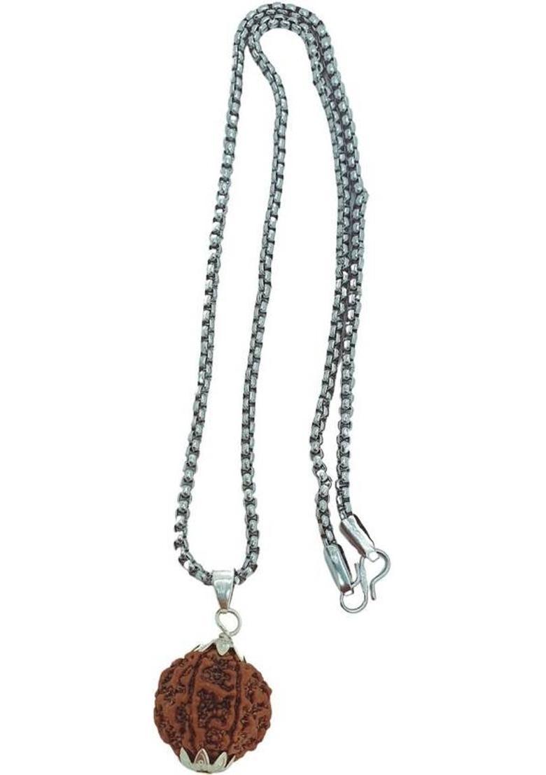 JangraBro 5 Mukhi Rudraksha Original Certified | Original Seller Nepali Rudraksha | Silver Beads Brass, Wood Locket - Indya