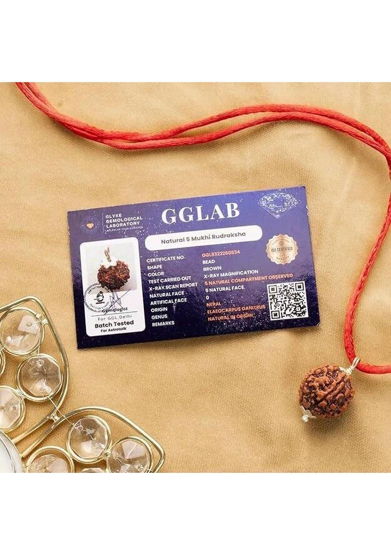 Astrotalk 100% Original Nepal 5 Mukhi Rudraksha | Lab Certified | Silver Capped | Silk Dori Pendant - Indya