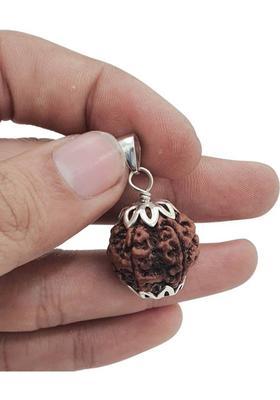JangraBro 100 % Original & Natural five Face / 5 Mukhi Rudraksha Silver Beads Brass, Wood Locket