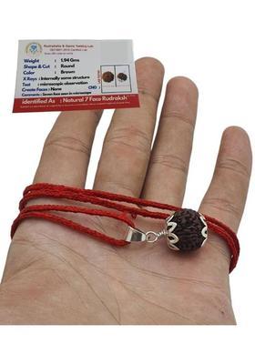 JangraBro 7 Mukhi Rudraksha Original Natural Nepali A1 Beads Seven Face Rudraksha Silver Wood Locket Set