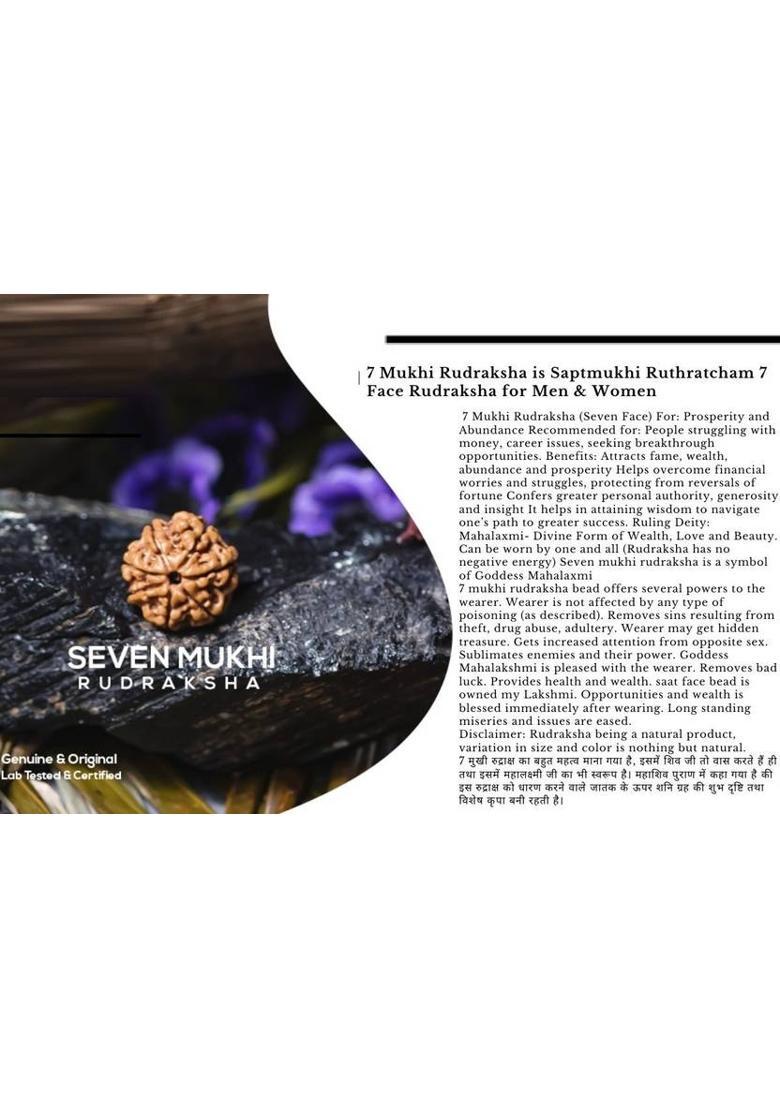 JangraBro 7 Mukhi Rudraksha Original Natural Nepali A1 Beads Seven Face Rudraksha Silver Wood Locket Set - Indya