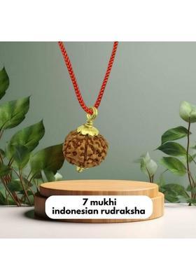 Fine Creation 7 Face Rudraksha Pendant Original & Certified For Men & Women 7 Mukhi Rudraksha Gold-plated Brass Pendant