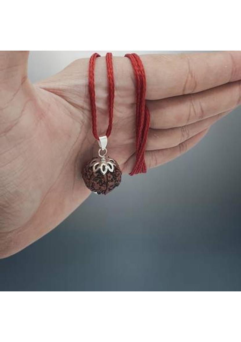 KitaboJi Jewellery 5 Mukhi Rudraksha Nepal Original five Face Rudraksha Metal Capped Silver Beads Brass, Wood Locket - Indya